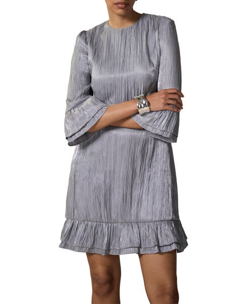 Metallic Ruffle Mini Dress
