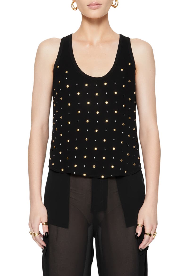 Bridget Stud Detail Tank Top, Main, color, TRUE BLACK