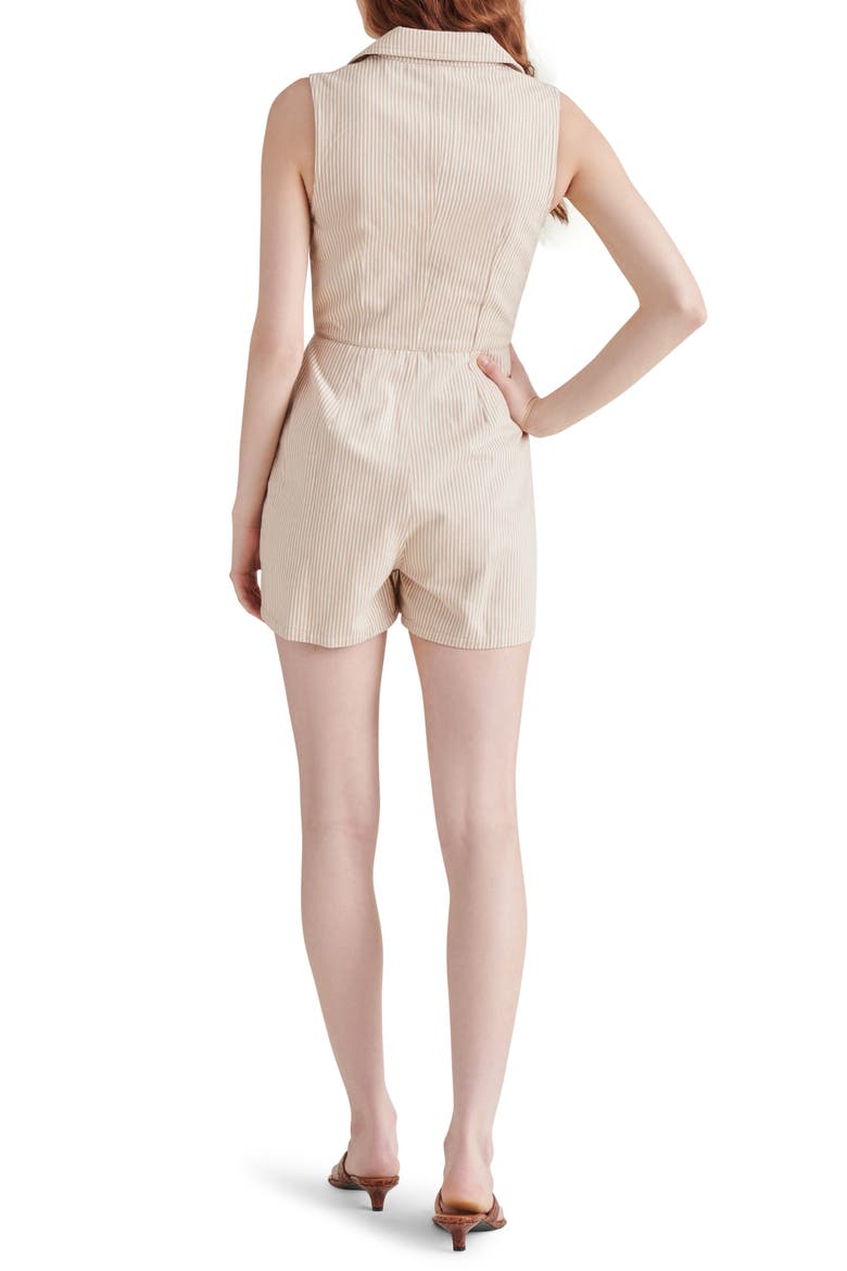 Paris Stripe Cotton Romper, Alternate, color, KHAKI