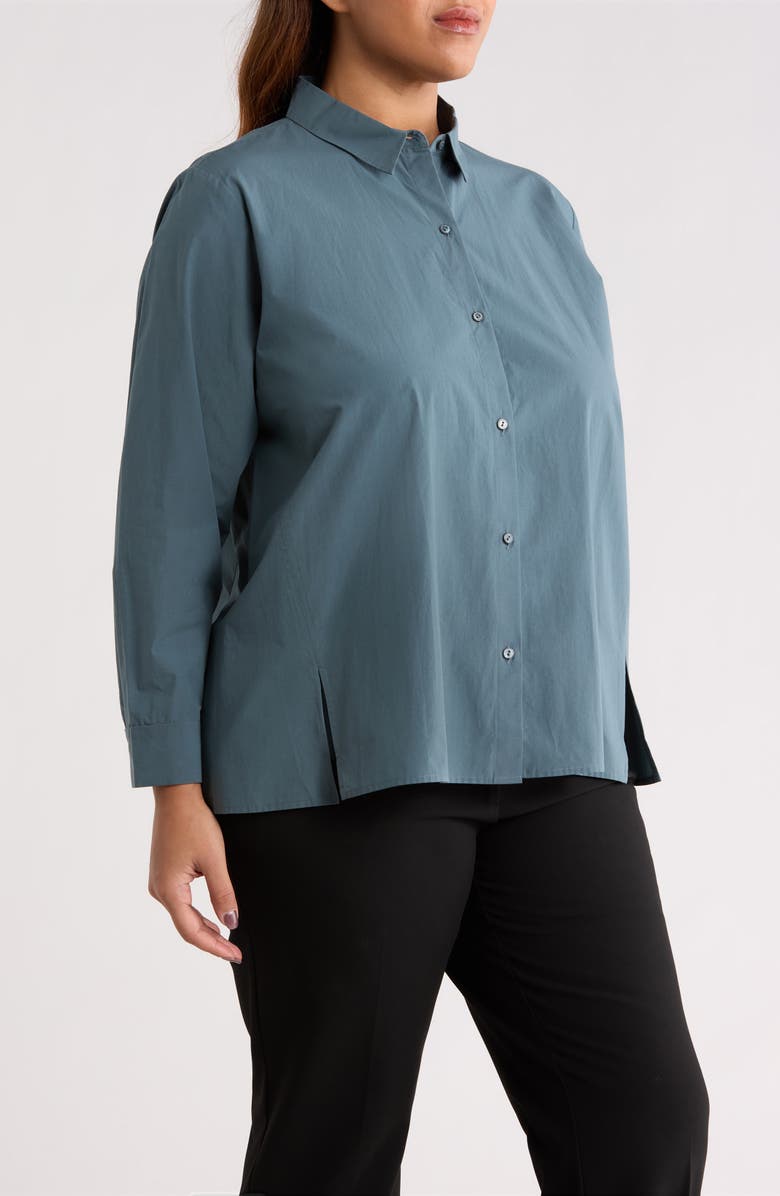 Eileen Fisher Swing Button-Up Shirt, Alternate, color, Eucalyptus