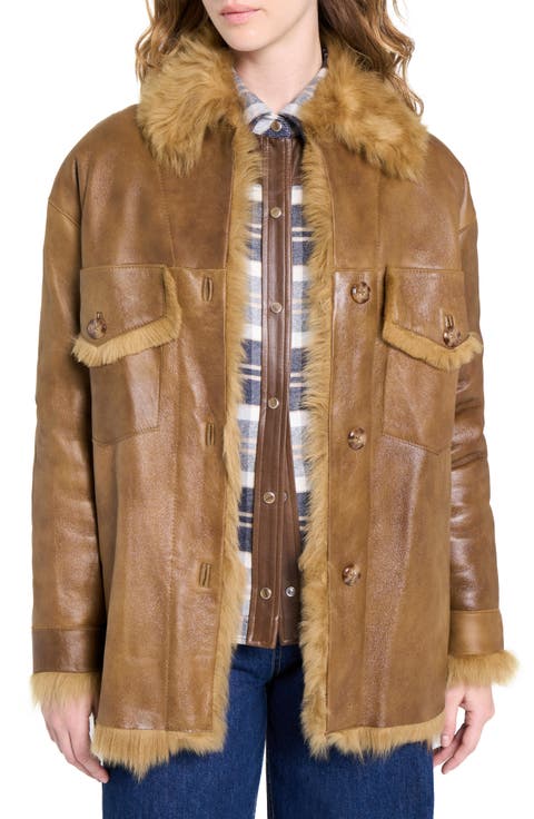 Reversible Oversized Genuine Shearling Jacket