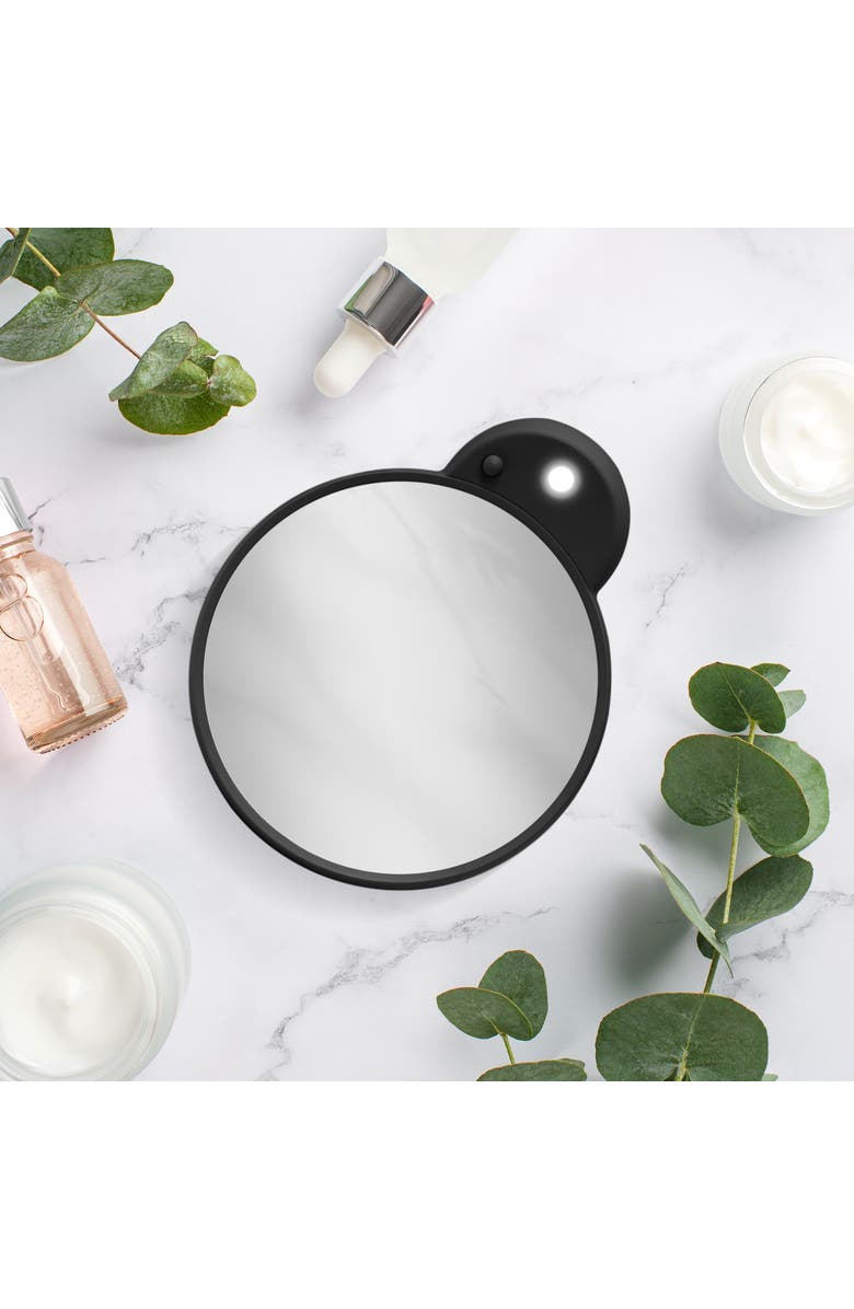 Zadro Lighted Compact Mirror with 15X Magnification & Retractable Suction Cups, Alternate, color, Black