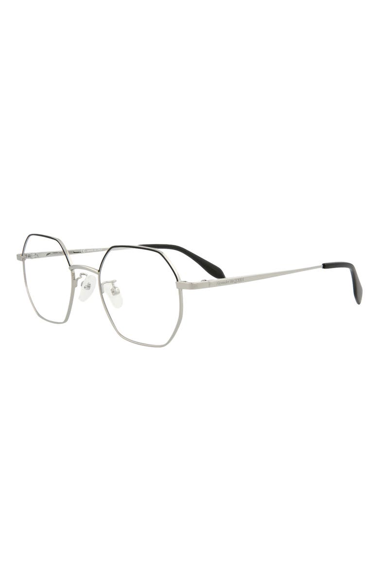 McQueen 49mm Angled Wire Optical Frames, Alternate, color, Ruthenium Black