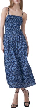English Factory Floral Print Smocked Sleeveless Maxi Dress