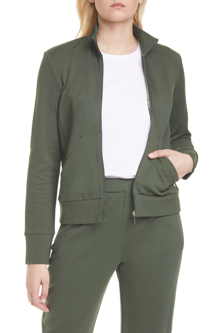 Zip Front Cotton Blend Jacket, Main, color, KHAKI