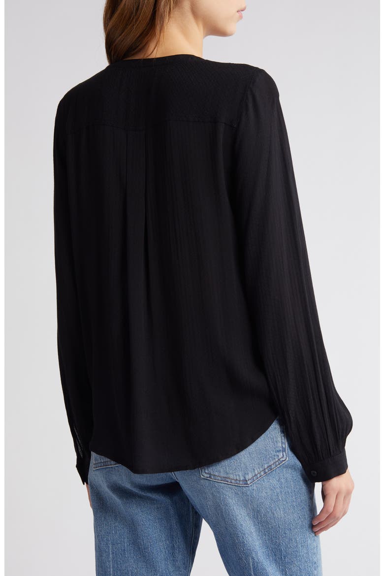 Pleated Long Sleeve Peasant Blouse, Alternate, color, BLACK