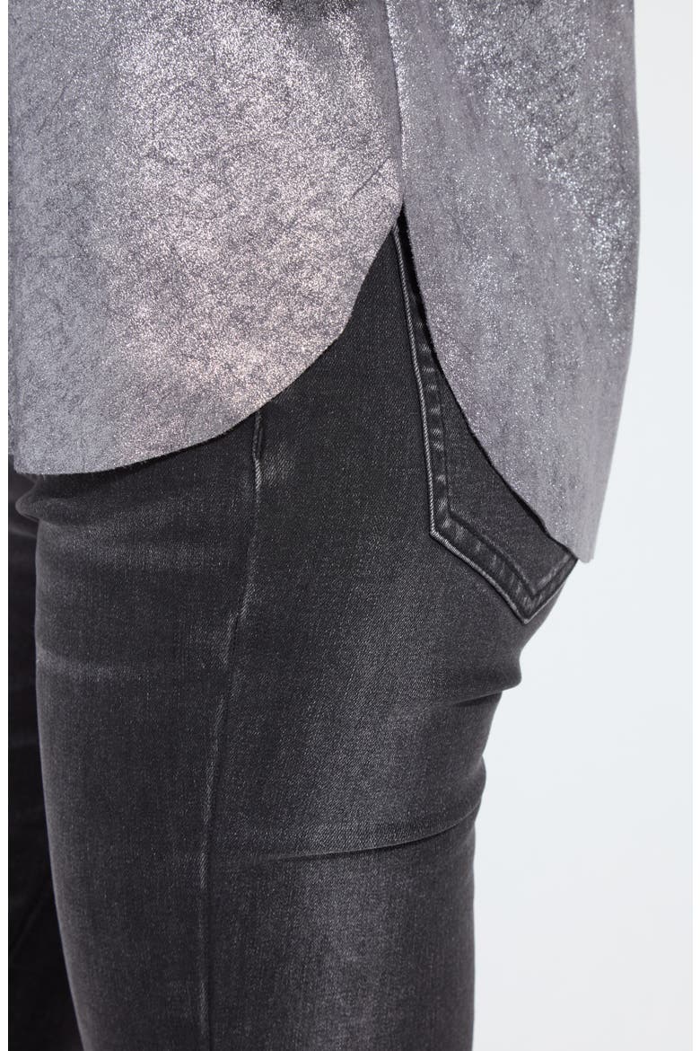 Metallic Faux Suede Shacket, Alternate, color, DISTRESS METALIC SILVER