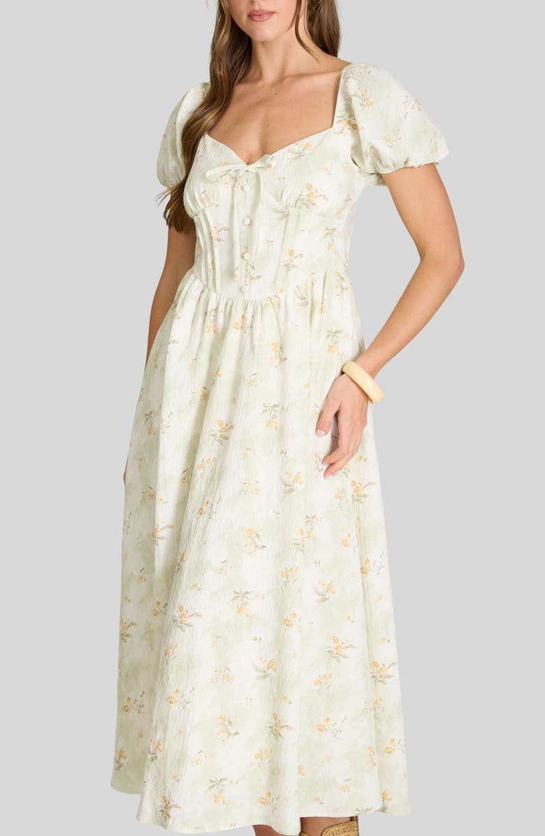Blu Pepper Floral Corset Midi Dress, Alternate, color, 