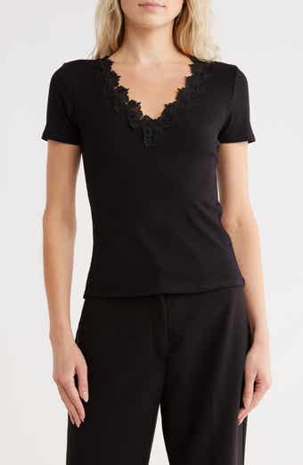 JASON WU Lace Trim V-Neck T-Shirt