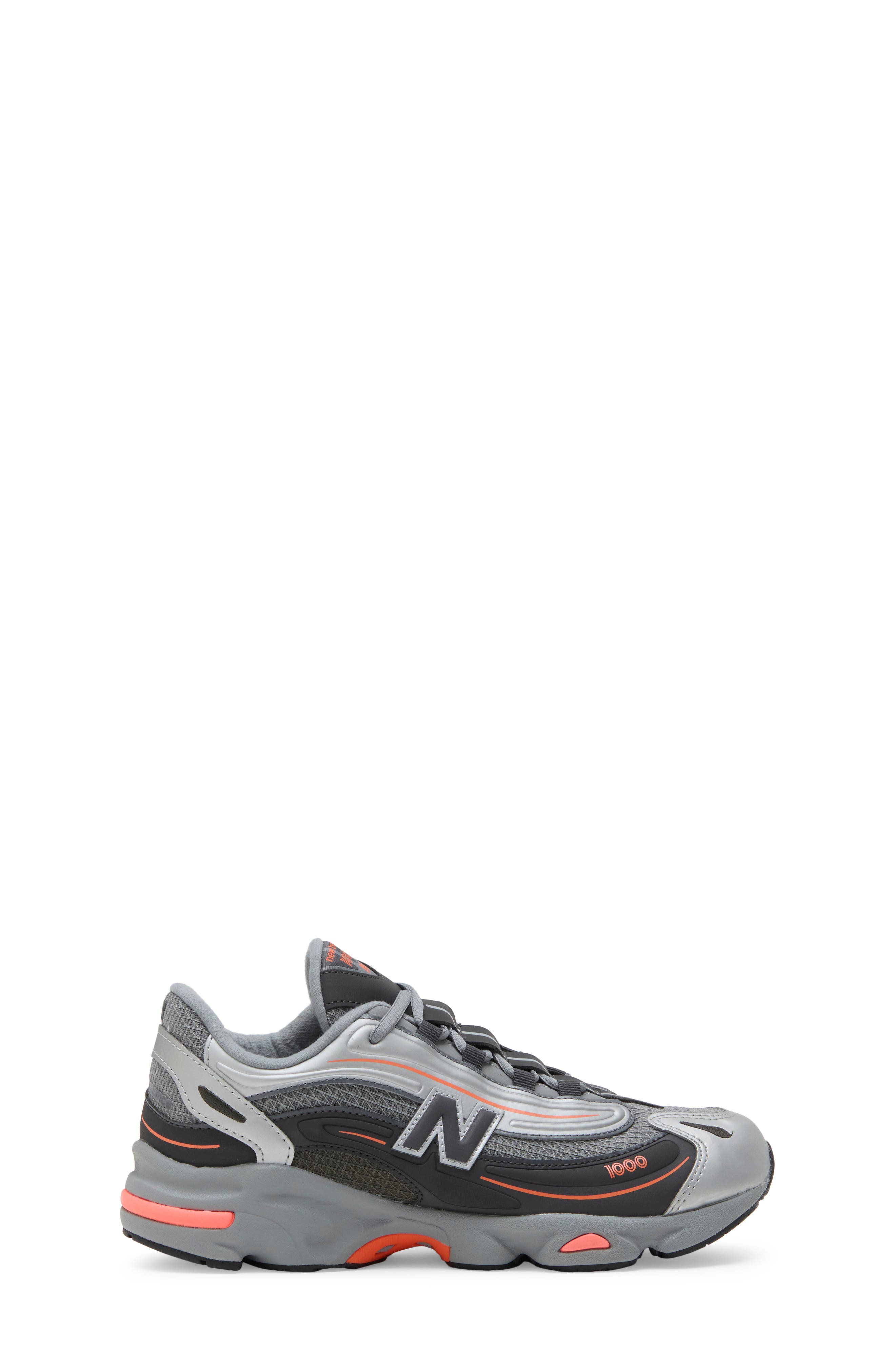 Kids' 1000 Lace Sneaker, Alternate, color, SILVER METALLIC/ TANGERINE