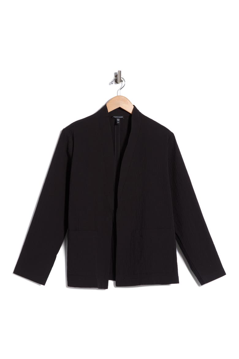 High Collar Stretch Organic Cotton Jacket, Main, color, BLACK