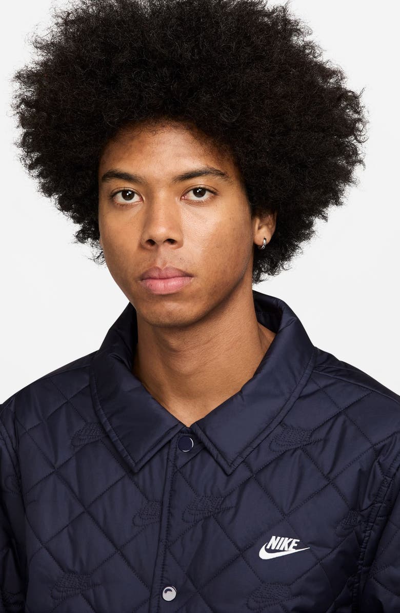 Nike Club Quilted Coach's Jacket, Alternate, color, Obsidian/ White