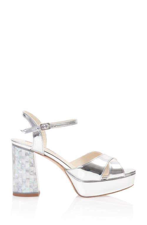 Freya Rose Nova Ankle Strap Pearl Heel Sandal In Silver