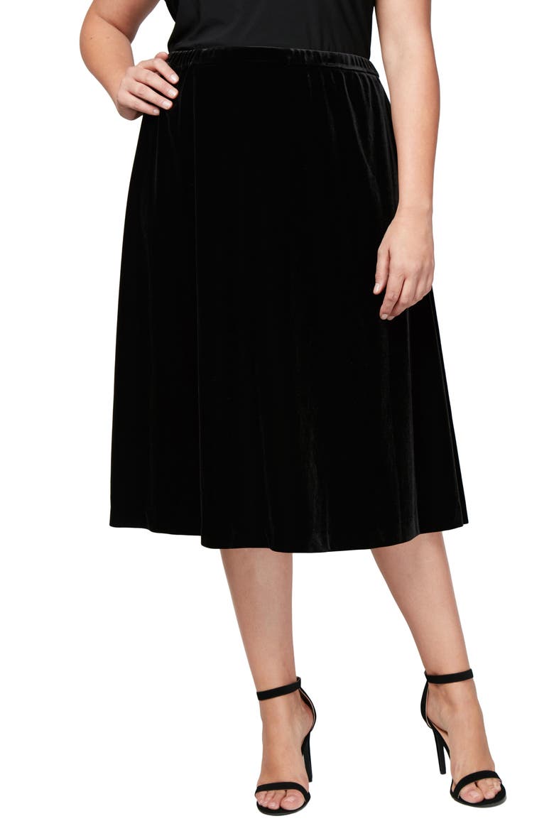 Velvet Skirt, Main, color, BLACK
