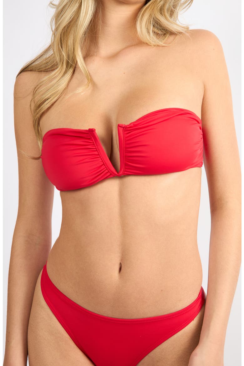 Strapless Bikini Top, Alternate, color, RED
