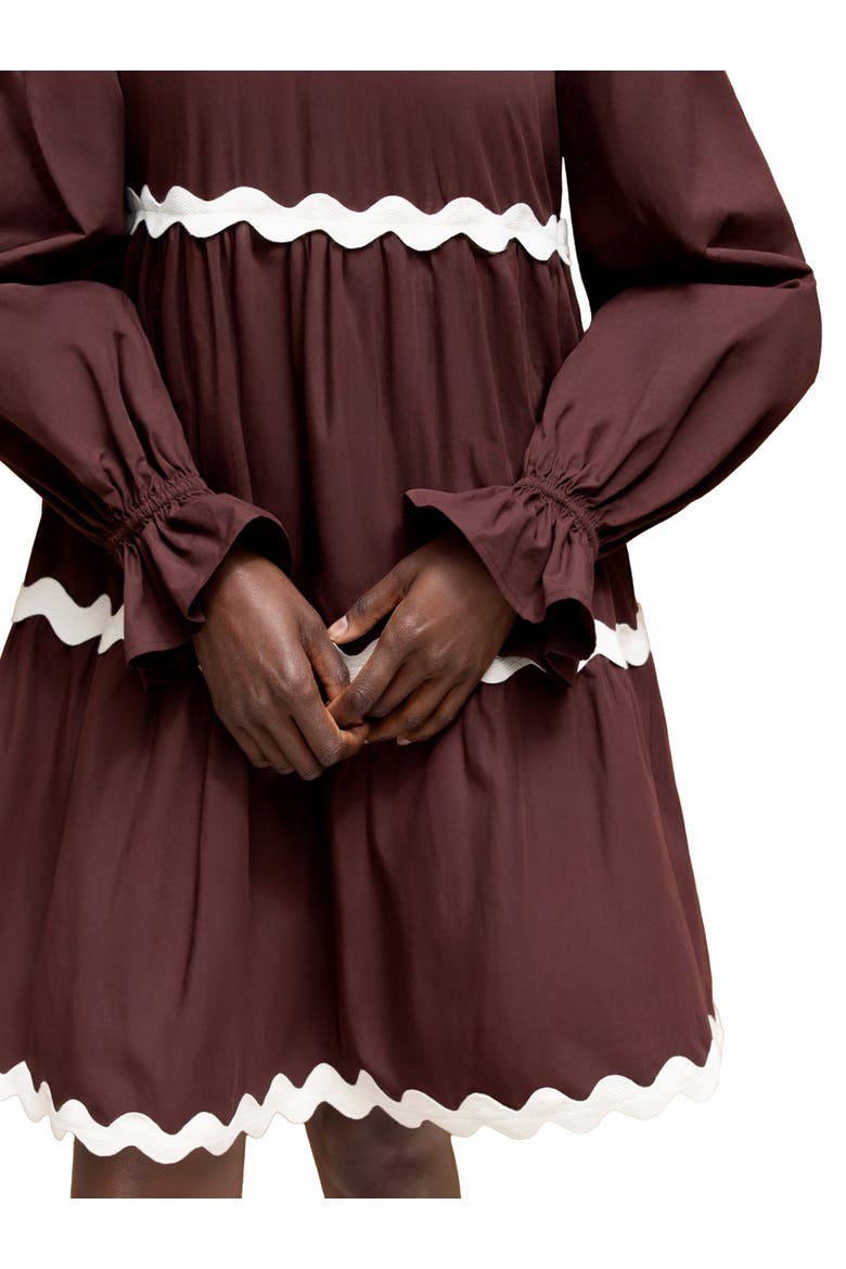 Bardot Contrast Trim Dress, Alternate, color, Brown