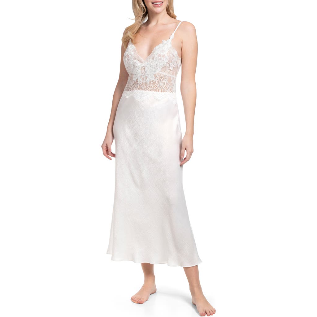 In Bloom By Jonquil Lace Bodice Satin Gown In Ivory