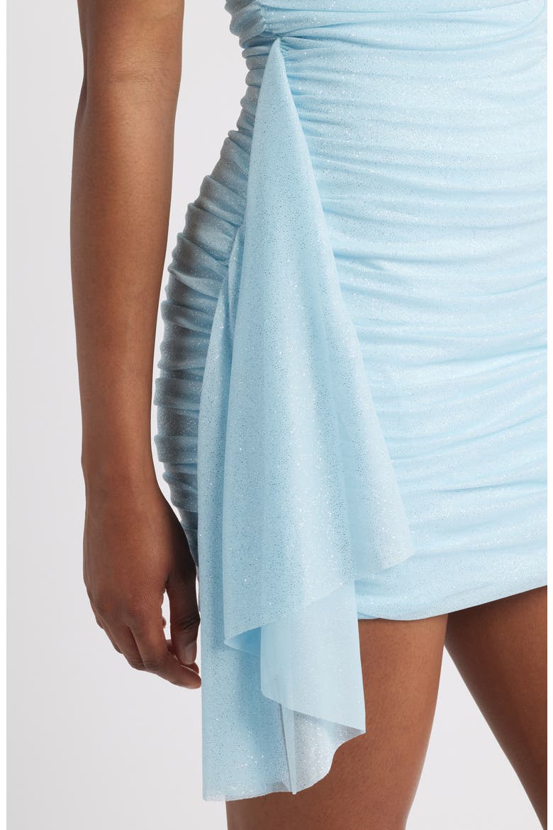 Glitter Ruched Sleeveless Minidress, Alternate, color, SKY BLUE