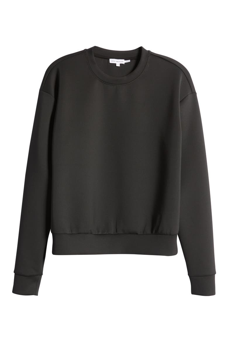 Scuba Crepe Boyfriend Sweatshirt, Alternate, color, BLACK001