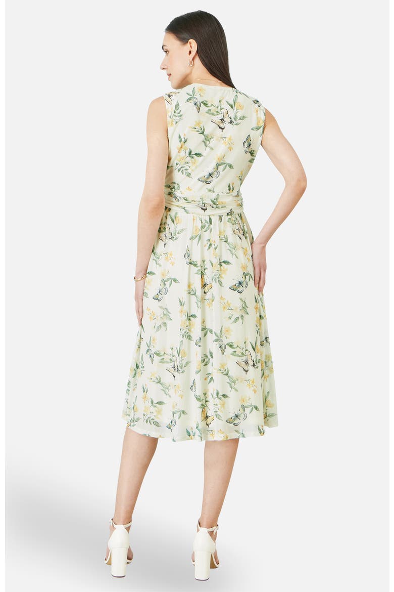Floral Print Mesh Stretch Midi Dress, Alternate, color, Ivory