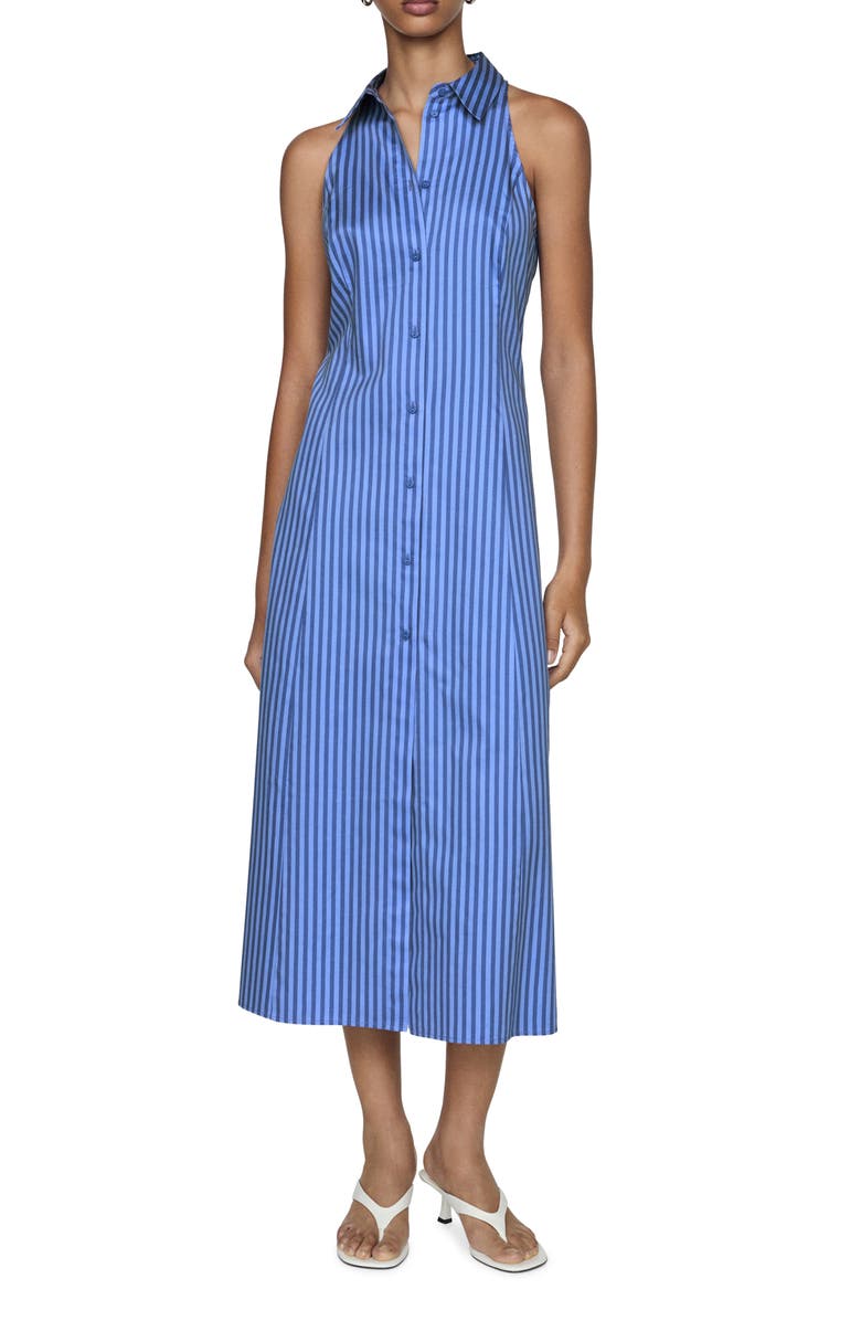 MANGO Stripe Sleeveless Midi Shirtdress, Main, color,