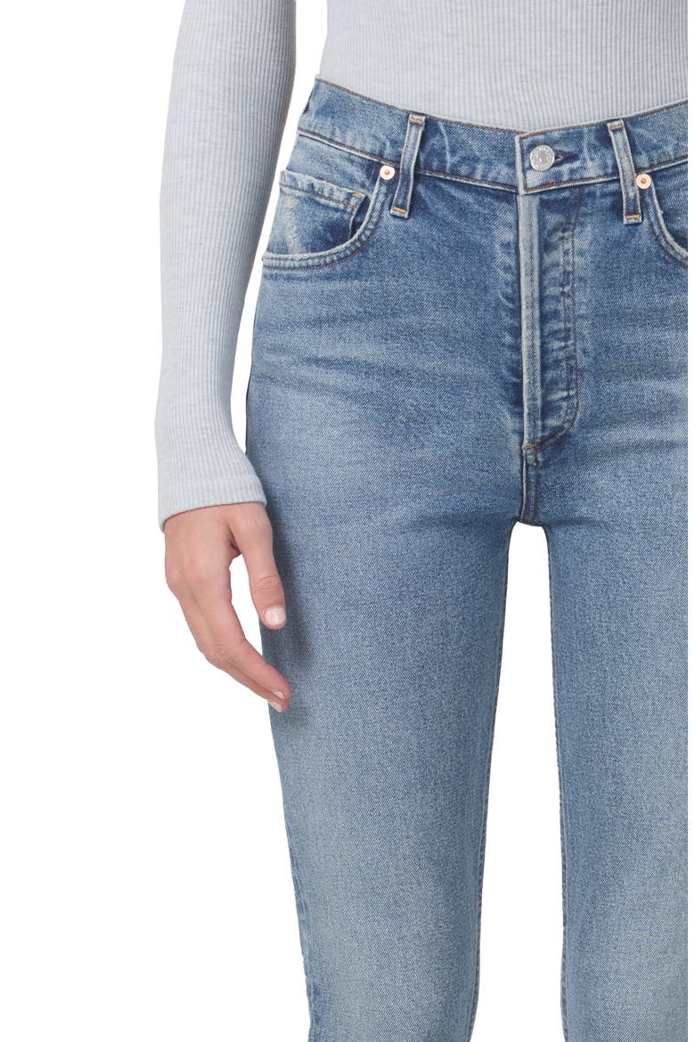 Jolene High Waist Ankle Slim Straight Leg Jeans, Alternate, color, DIMPLE