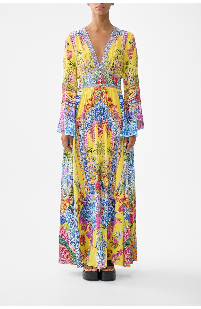 Camilla Kimono Sleeve Dress With Shirring Detail, Main, color, Sultanahmet Summer