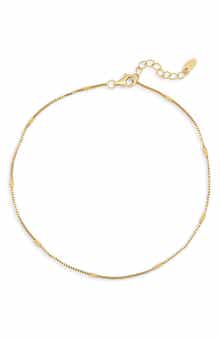 Argento Vivo Sterling Silver Bar Station Anklet