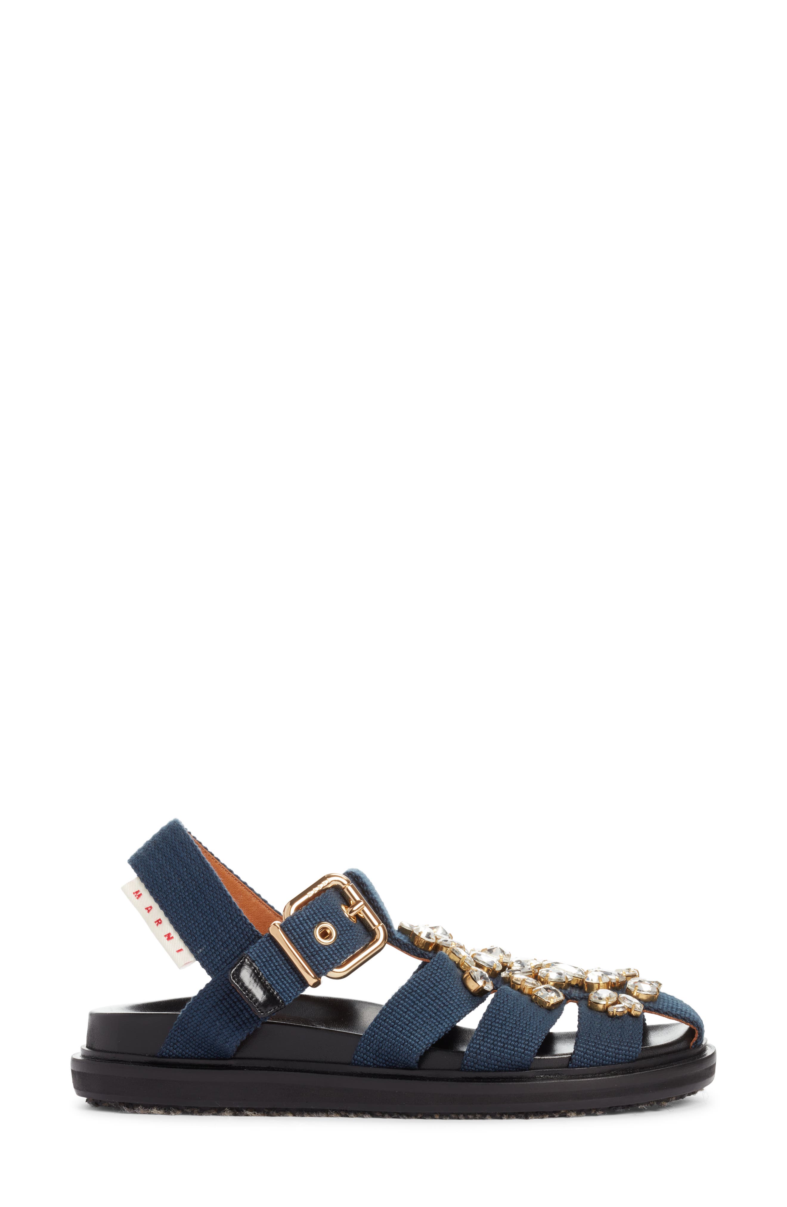 Fussbett Crystal Embellished Fisherman Sandal, Alternate, color, BLUE BLACK