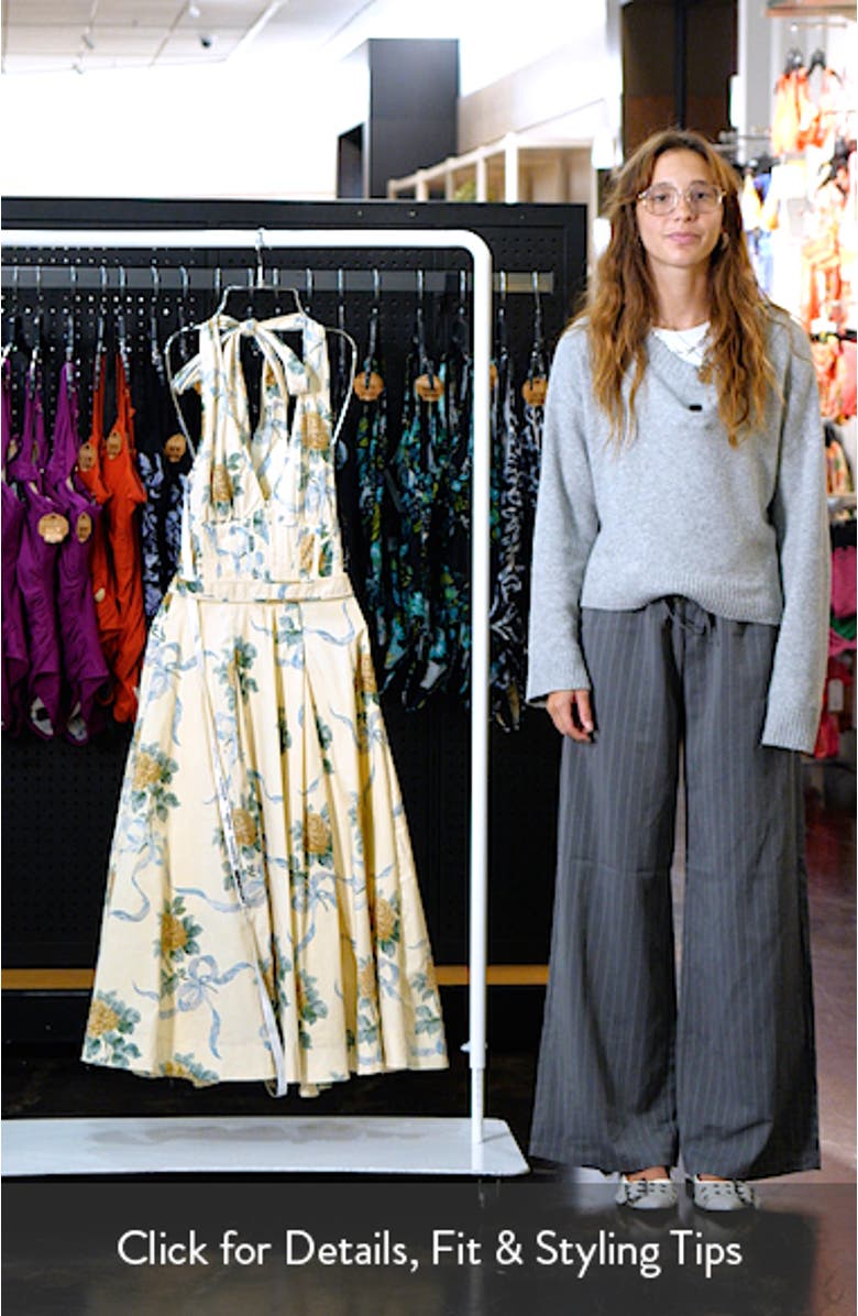 Allena Floral Halter Stretch Cotton Midi Sundress, sales video thumbnail