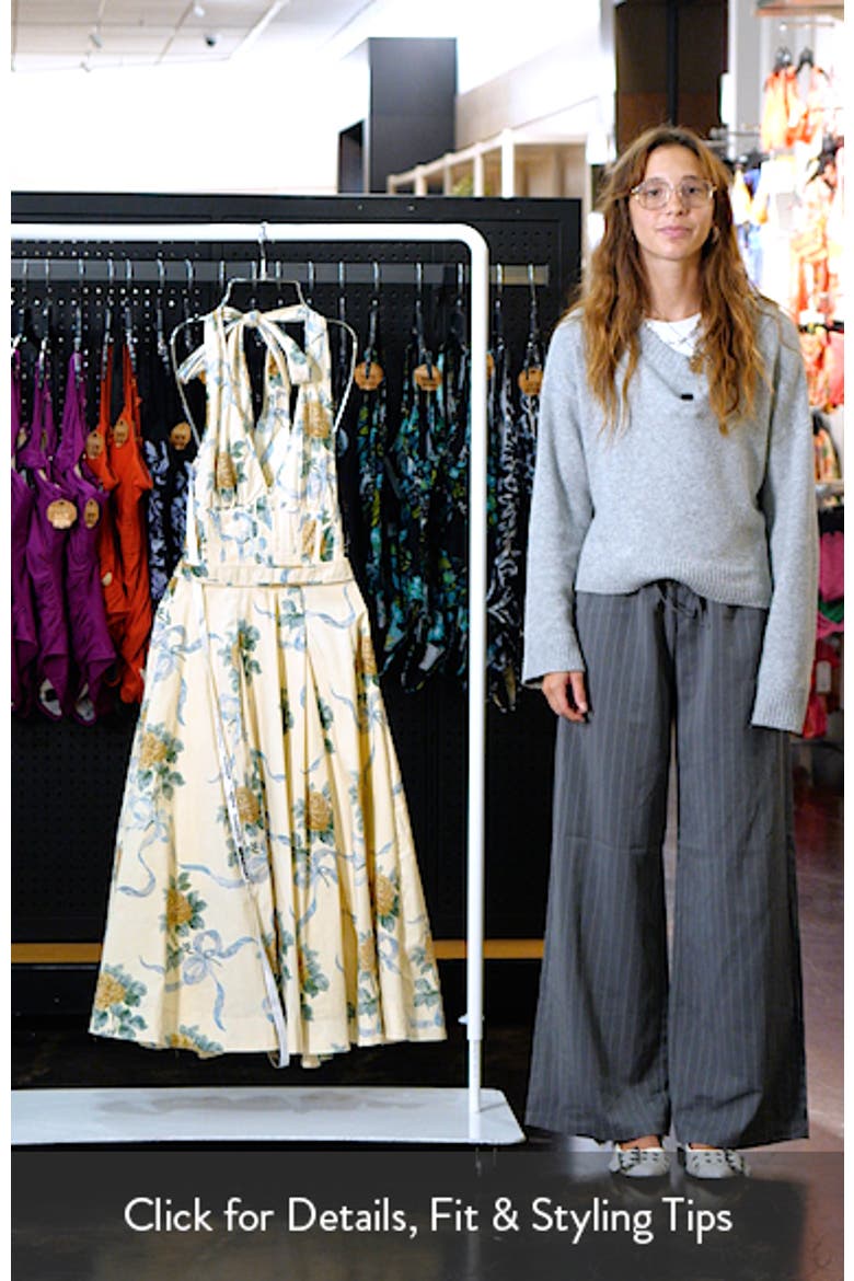 Allena Floral Halter Stretch Cotton Midi Sundress video