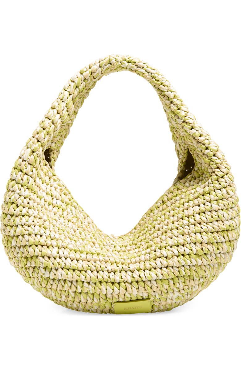 Khaite Medium Olivia Raffia Hobo Bag, Main, color, 675 Citron / White