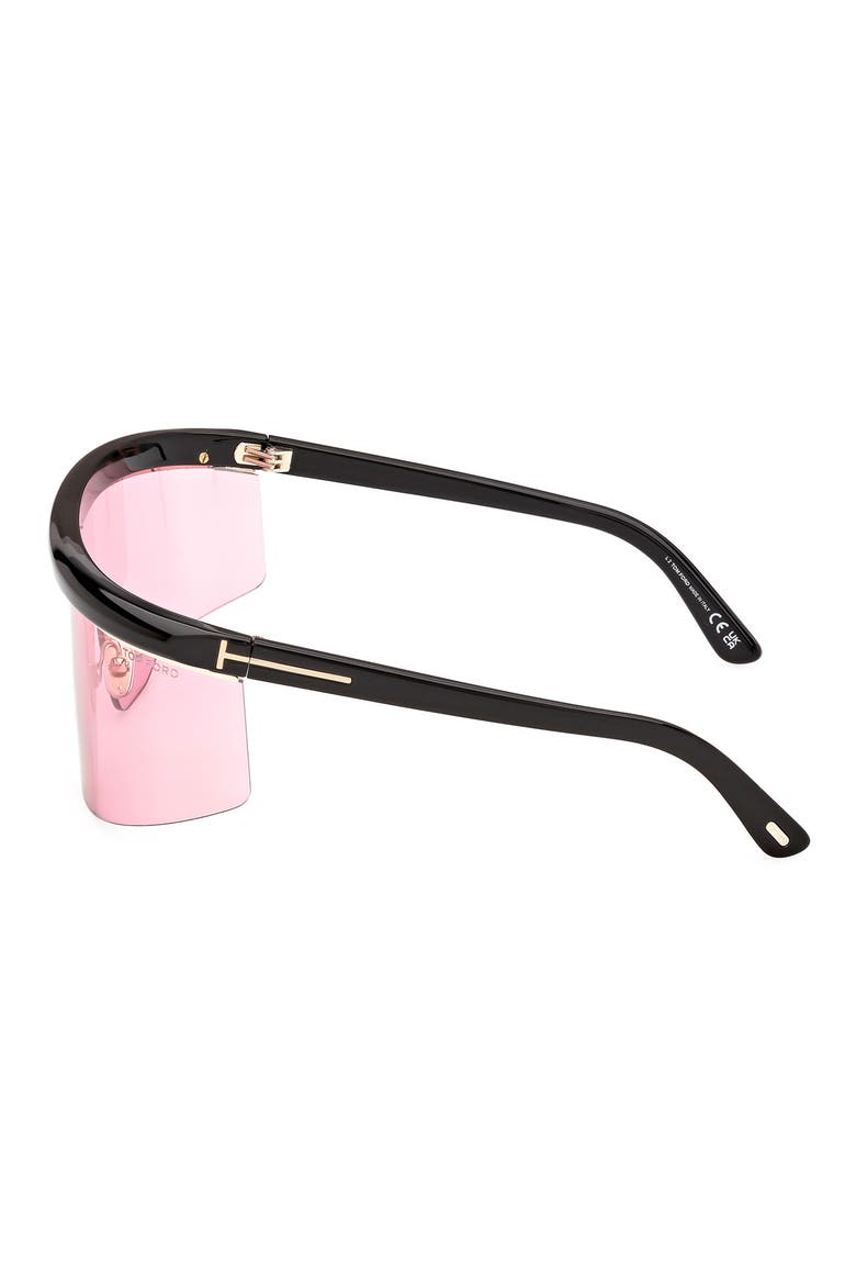West 02 Shield Sunglasses, Main, color, BLACK PALE GOLD T LOGO LIGHT