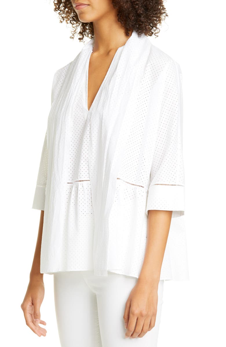 RED Valentino Ruffle Hem Cotton Top, Alternate, color,