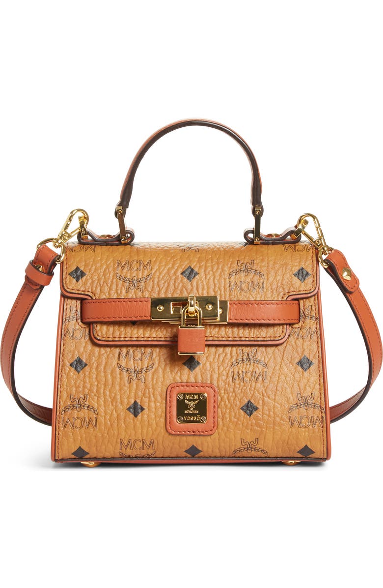 MCM Mini Vintage Visetos Coated Canvas Satchel, Alternate, color,