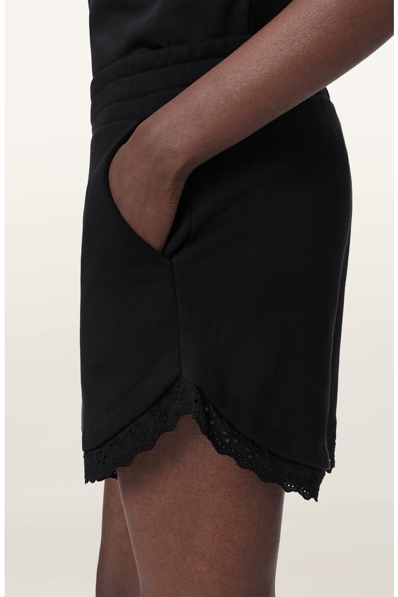 Lele Eyelet Trim Cotton Shorts, Alternate, color, BLACK