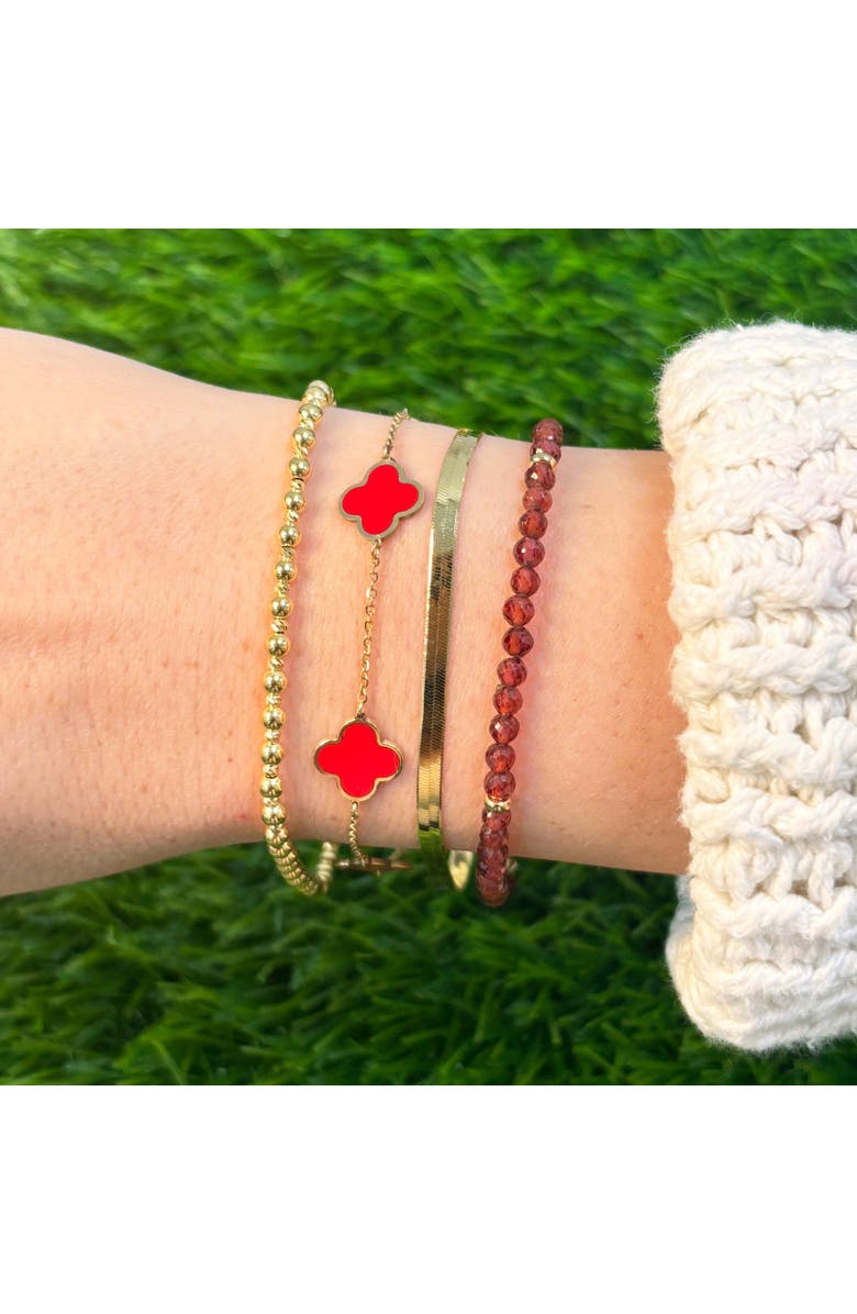 The Lovery Fine Jewelry Garnet Round Bead Bracelet, Alternate, color, Garnet