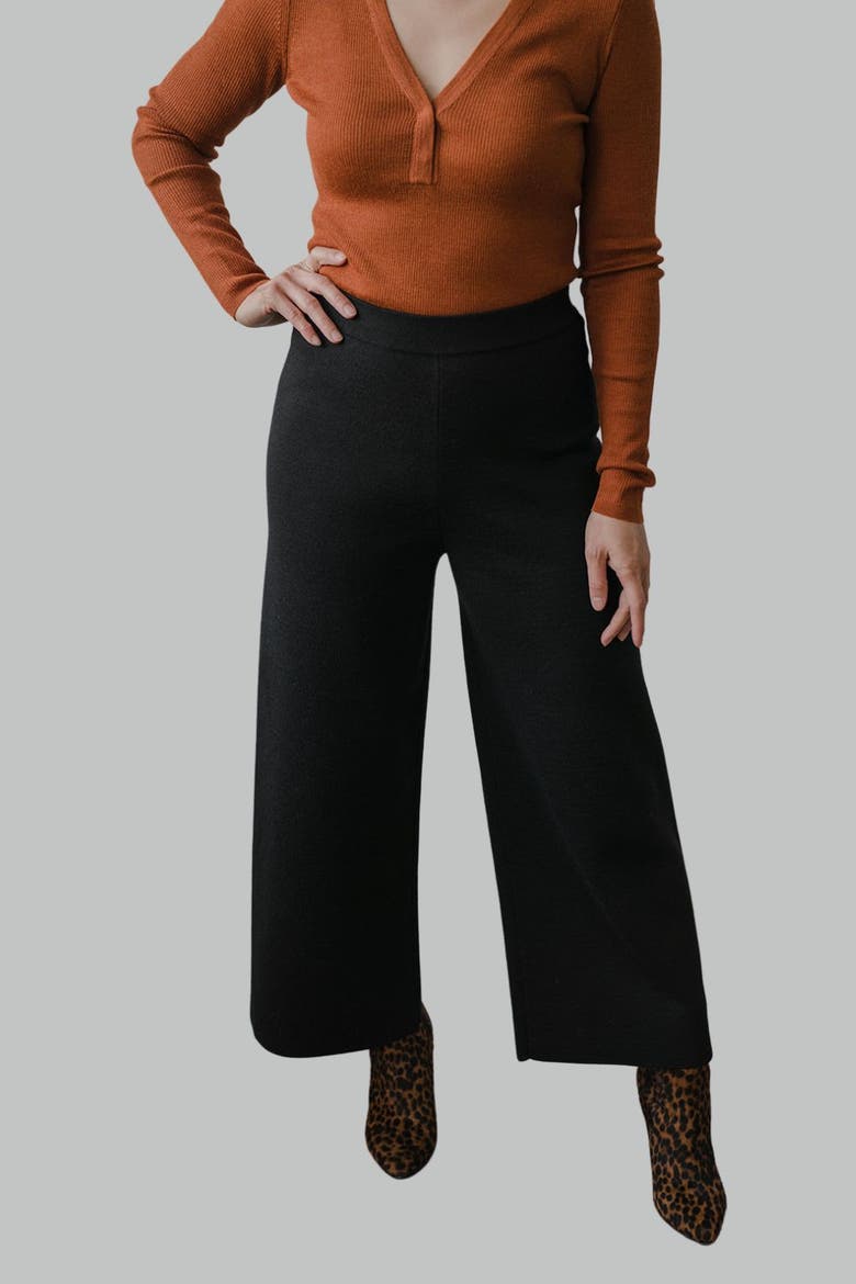 Wide Leg Trousers, Main, color, BLACK