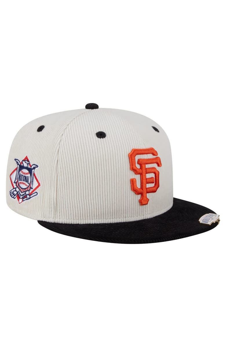 New Era Men's New Era Cream/Black San Francisco Giants Two-Tone Corduroy 59FIFTY Fitted Hat, Alternate, color, 