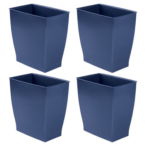 Rectangular Trash Can, 2.5 Gallon / 9.5 Liter, 4-Pack, Navy, Made in USA