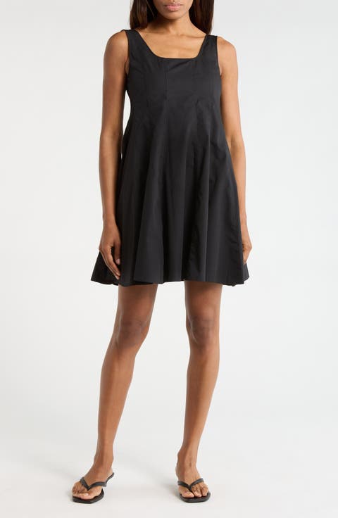 Sleeveless Seam Poplin Skater Dress