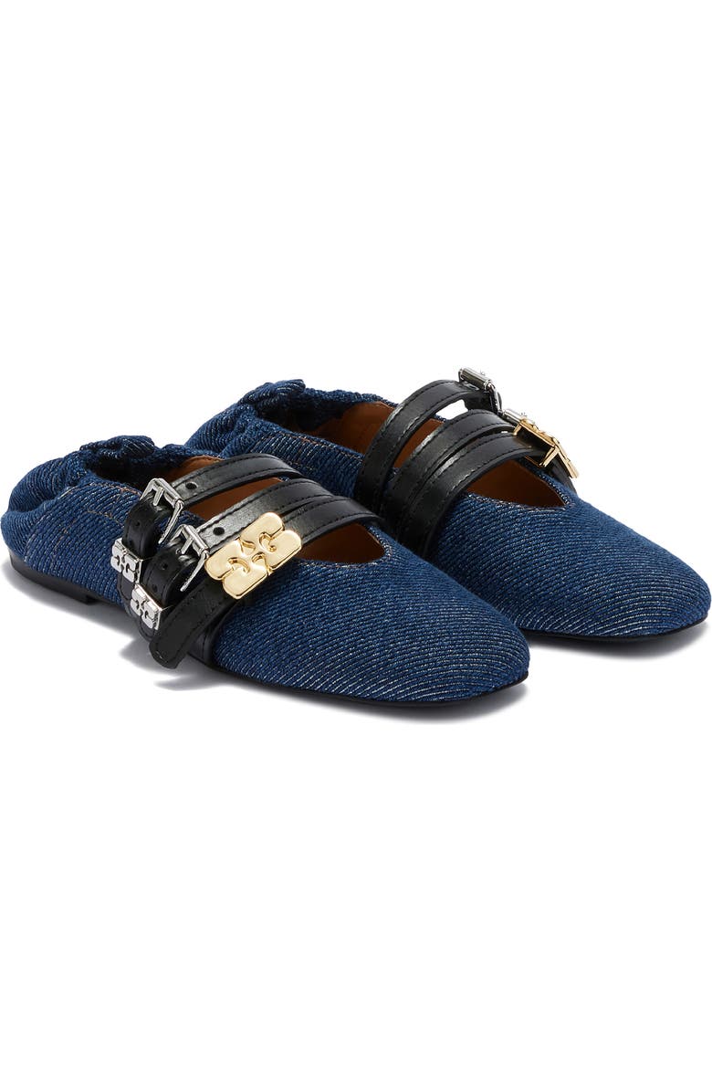 Ganni Mary Jane Ballet Flat, Main, color, Dark Blue Vintage