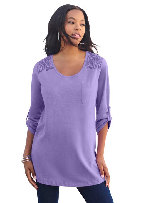 Textured Lace Trimmed Tunic