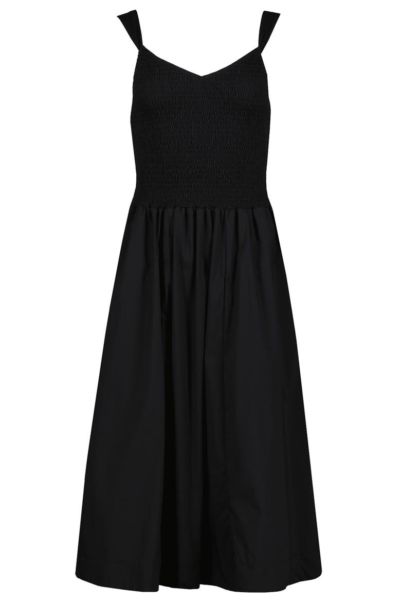 Corsica Smocked Poplin Dress, Alternate, color, Black