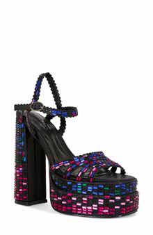 AZALEA WANG Birchsequin Ankle Strap Platform Sandal