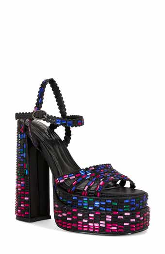 AZALEA WANG Birchsequin Ankle Strap Platform Sandal