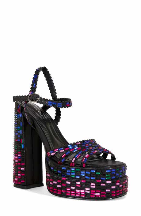 AZALEA WANG Birchsequin Ankle Strap Platform Sandal