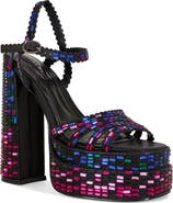 AZALEA WANG Birchsequin Ankle Strap Platform Sandal