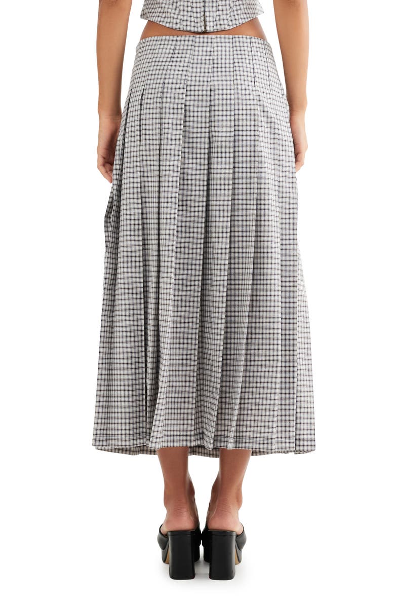 LIONESS Fame Plaid Pleated Midi Skirt, Alternate, color, 