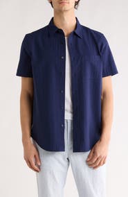 14th & Union Seersucker Short Sleeve Cotton Button-Up Shirt